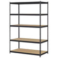Muscle Rack 48"Wx24"Dx72"H Boltless Steel 5 Tier Garage Storage Shelving Unit Black