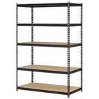 Muscle Rack 48"Wx24"Dx72"H Boltless Steel 5 Tier Garage Storage Shelving Unit Black