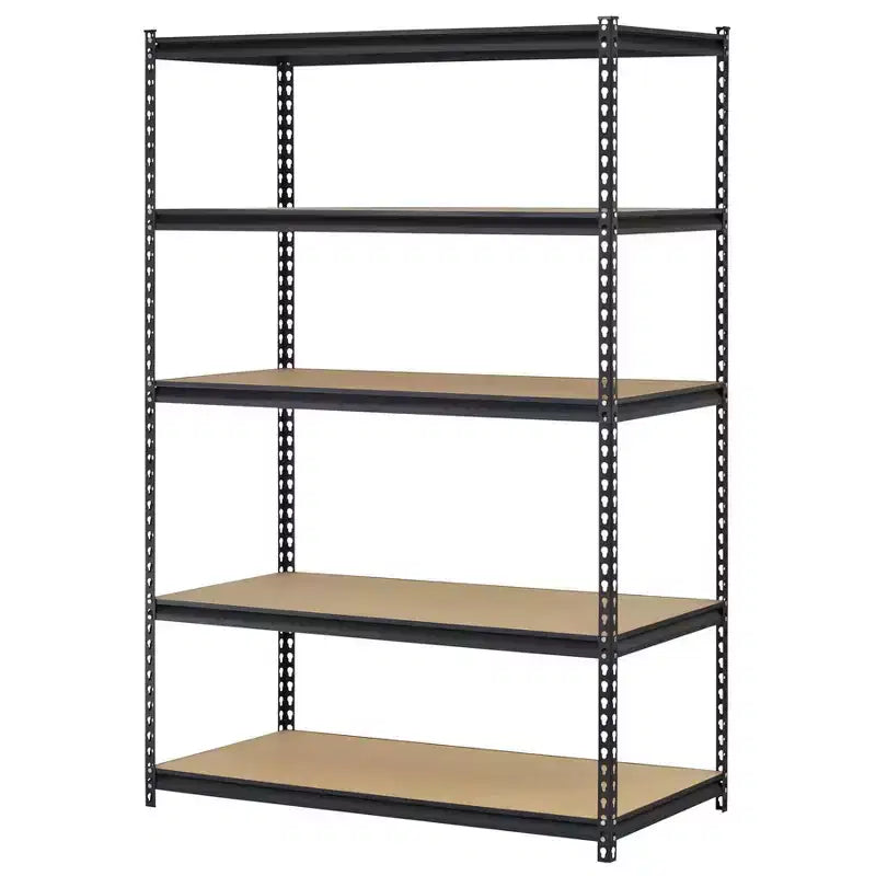 Muscle Rack 48"Wx24"Dx72"H Boltless Steel 5 Tier Garage Storage Shelving Unit Black