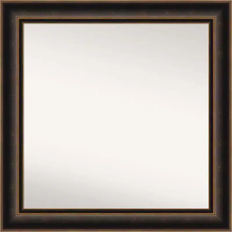32"x32" Villa Wood Wall Mirror, Oil Rubbed Bronze - Amanti Art: Square, Modern, Wood Frame