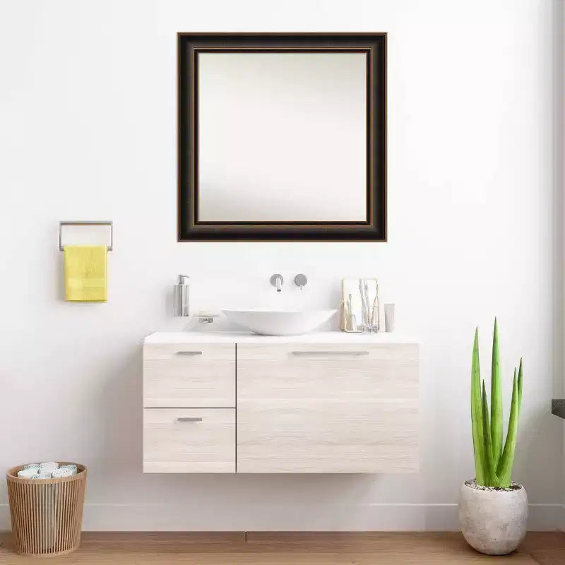 Espejo de pared de madera Villa de 32"x32", bronce aceitado - Cuadrado, moderno, marco de madera