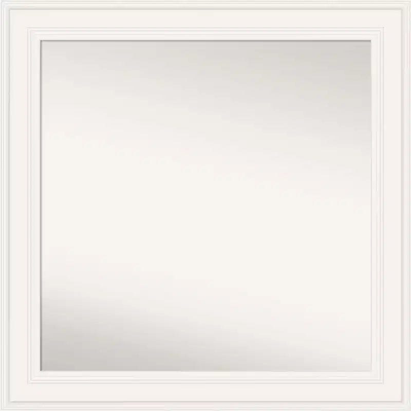 32" x 32" Non-Beveled Ridge White Bathroom Wall Mirror - Amanti Art: Modern Square Vanity Mirror, Includes Mounting Hardware