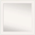32" x 32" Non-Beveled Ridge White Bathroom Wall Mirror - Amanti Art: Modern Square Vanity Mirror, Includes Mounting Hardware