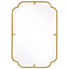 Espejo de pared metálico con esquinas redondeadas de 24"x36", dorado