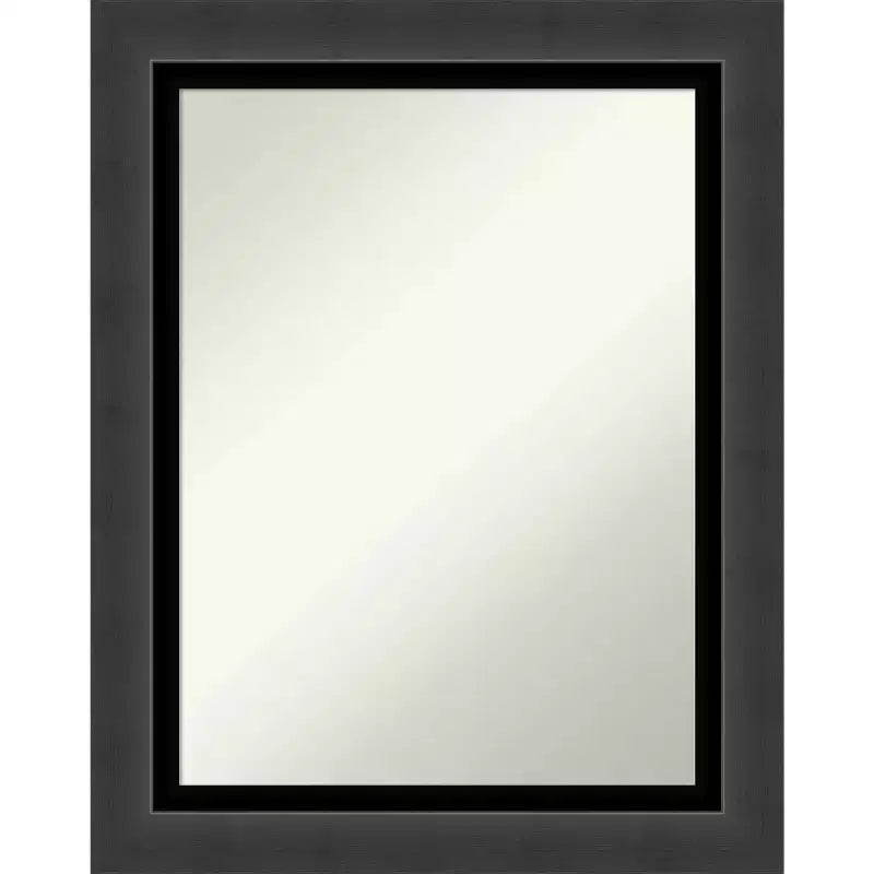 23" x 29" Non-Beveled Tuxedo Black Bathroom Wall Mirror - Amanti Art: Modern Rectangular Polystyrene Frame, Includes Mount Hardware
