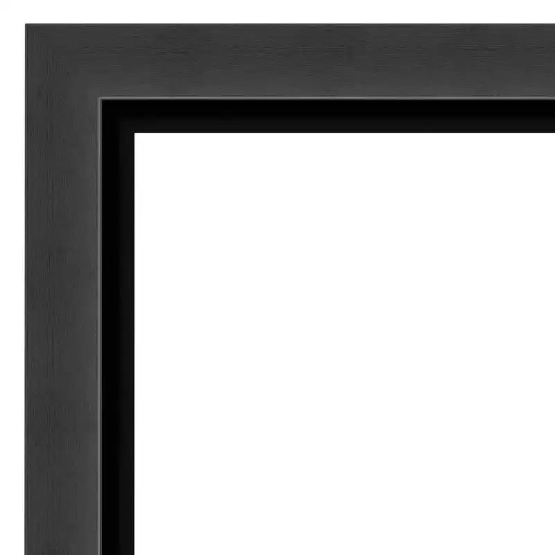 Espejo de pared de baño negro Tuxedo sin bisel de 23" x 29": Marco rectangular moderno de poliestireno, incluye accesorios de montaje