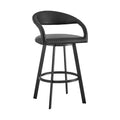 Armen Living 30" Ramona Iron and Faux Leather Swivel Barstool Matte Black