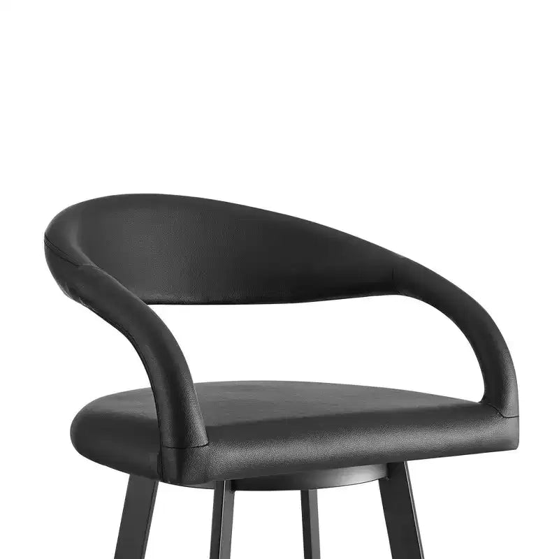 Taburete giratorio de bar Ramona de 30" de hierro y piel sintética, negro mate
