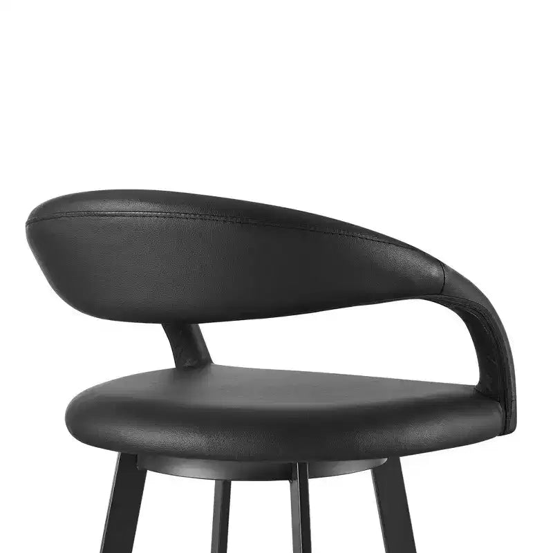 Taburete giratorio de bar Ramona de 30" de hierro y piel sintética, negro mate