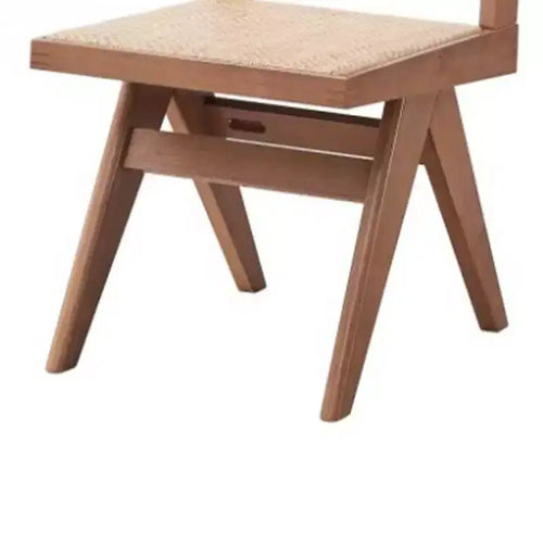 Silla de comedor Velentina de 45,72 cm (18") de ratán y acabado natural - Tapicería de lino, respaldo curvo