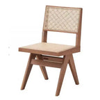 Silla de comedor Velentina de 45,72 cm (18") de ratán y acabado natural - Tapicería de lino, respaldo curvo