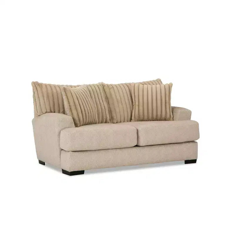 HOMES: Inside + Out Telven 72" Loveseat Chenille Channel Tufted with Pillows Light Brown