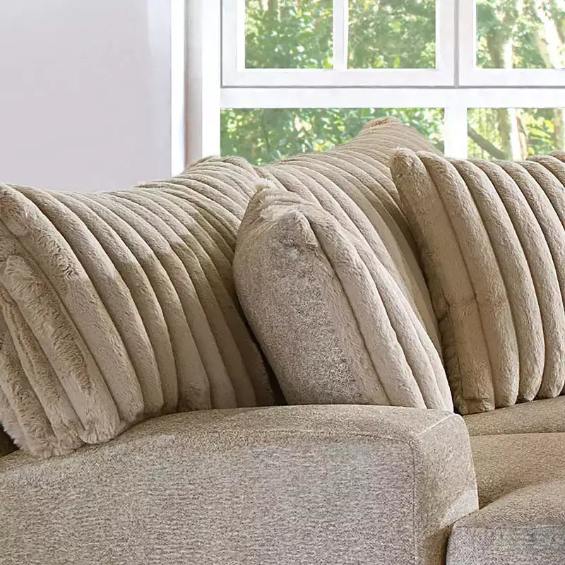 Sofá de dos plazas Telven de 72 pulgadas de chenilla con capitoné de canal y almohadas, color marrón claro