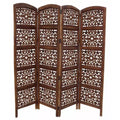 The Urban Port Handmade Foldable 4 Panel Wooden Partition Screen Room Divider Dark Brown