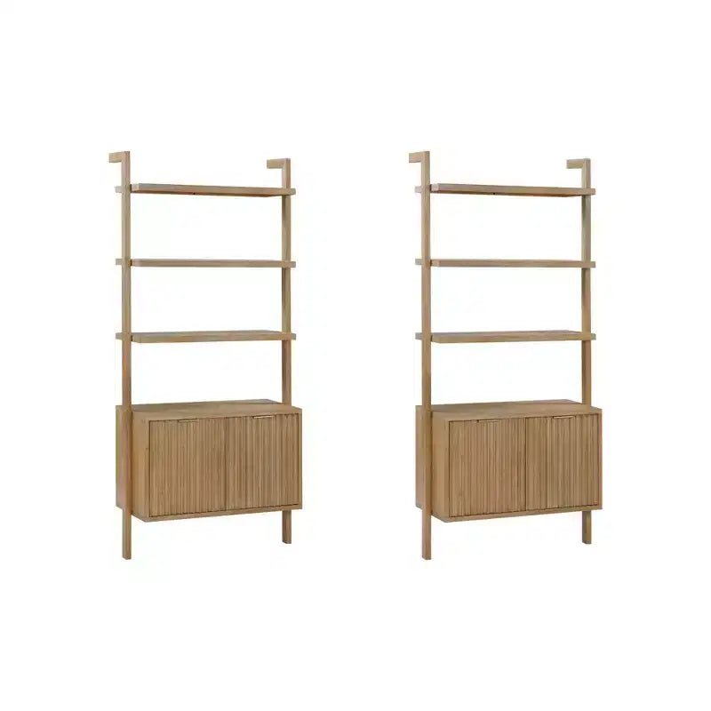 71.9" Nathan James Set of 2 Jasper Wood Fluted Bookshelf Brown
