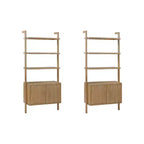 71.9" Nathan James Set of 2 Jasper Wood Fluted Bookshelf Brown