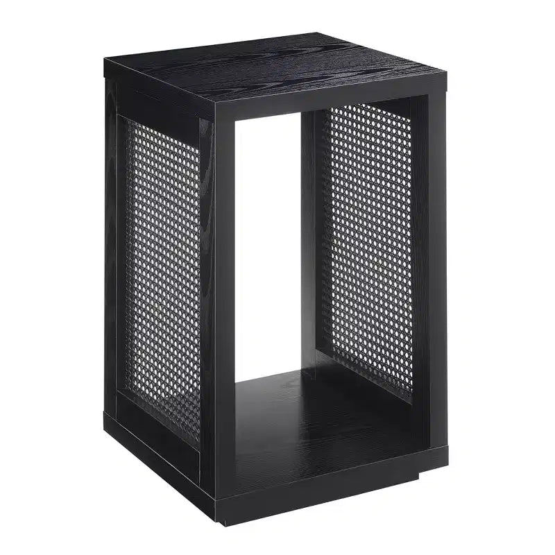 Breighton Home Northfield Admiral Weave End Table with Shelf in Black/Black