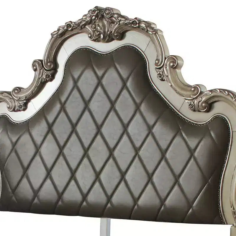 Cama California King "Dresden 96" hueso vintage: estilo victoriano, piel capitonada, no necesita somier