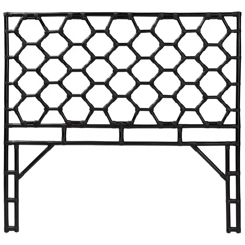 Cabecero independiente Revonda Rattan tamaño Queen negro