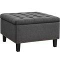 Yaheetech Classic Linen-like Entryway Bench Footstool Folding Bench Footrest Gray