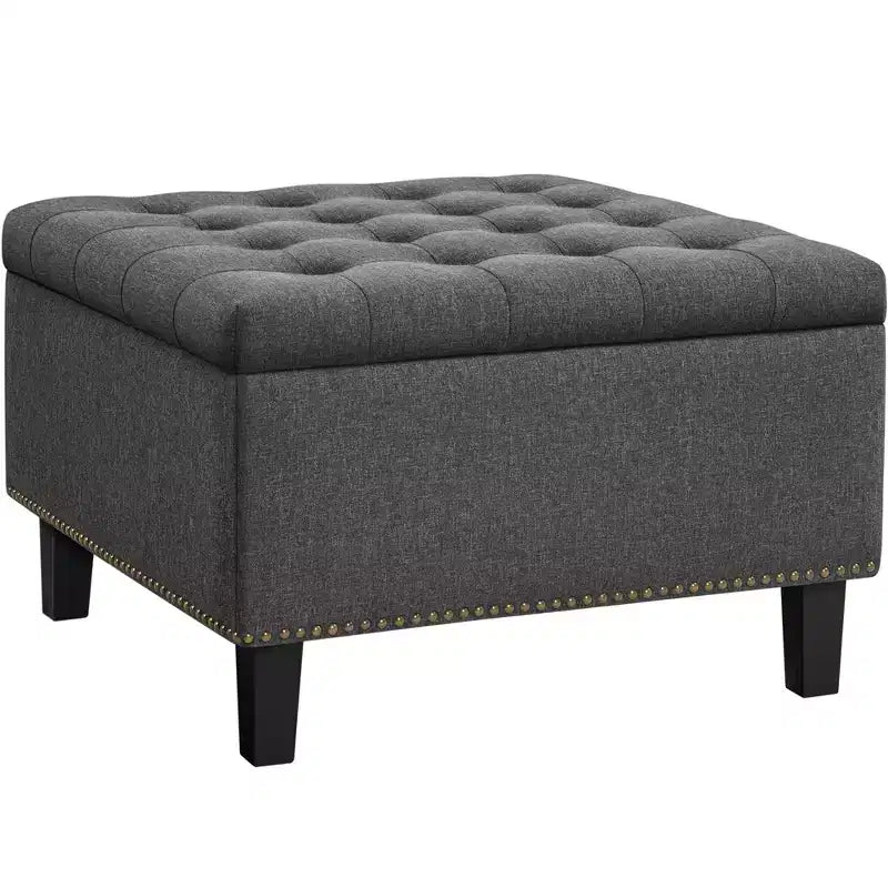 Yaheetech Classic Linen-like Entryway Bench Footstool Folding Bench Footrest Gray