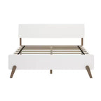 Cama Queen Size con cabecero y piecero estilo moderno de mediados de siglo