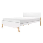 Cama Queen Size con cabecero y piecero estilo moderno de mediados de siglo
