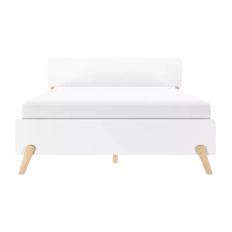 Cama Queen Size con cabecero y piecero estilo moderno de mediados de siglo