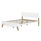 Cama Queen Size con cabecero y piecero estilo moderno de mediados de siglo