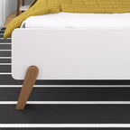 Cama Queen Size con cabecero y piecero estilo moderno de mediados de siglo
