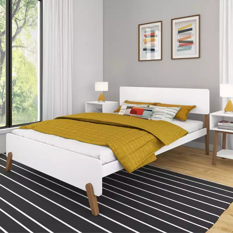 Max & Lily Mid-Century Modern Queen-Size Panel Bed