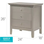 Mesita de noche Hammond de 3 cajones (26 pulg. de alto x 24 pulg. de ancho x 18 pulg. de profundidad)
