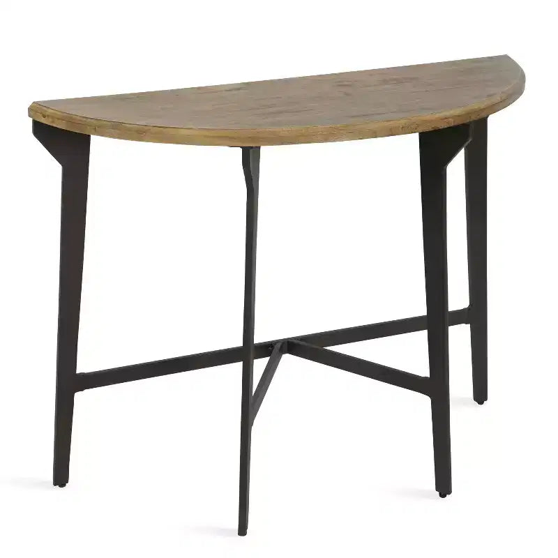 Kate and Laurel Langdon Half Circle Metal Console Table, 41x16x31, Brown
