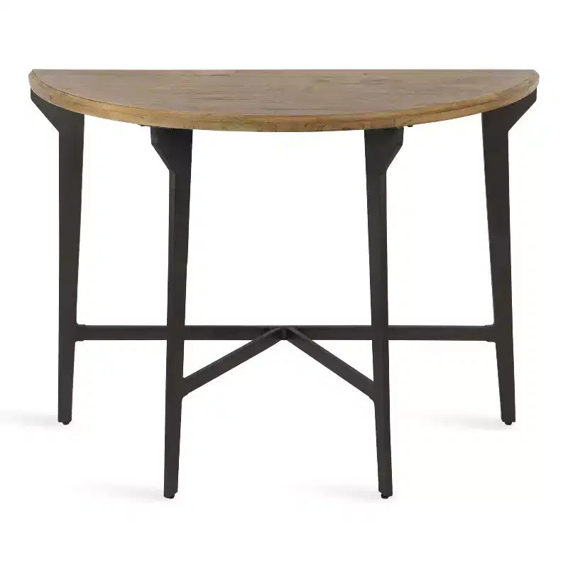 Mesa Consola de Metal Semicircular Langdon, 41x16x31, Marrón