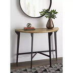 Mesa Consola de Metal Semicircular Langdon, 41x16x31, Marrón