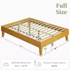 Base de cama de madera con plataforma y soporte de listones de madera