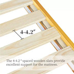 Base de cama de madera con plataforma y soporte de listones de madera