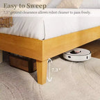Base de cama de madera con plataforma y soporte de listones de madera