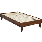 Base de cama de madera con plataforma y soporte de listones de madera
