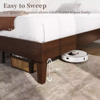 Base de cama de madera con plataforma y soporte de listones de madera