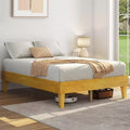 Base de cama de madera con plataforma y soporte de listones de madera