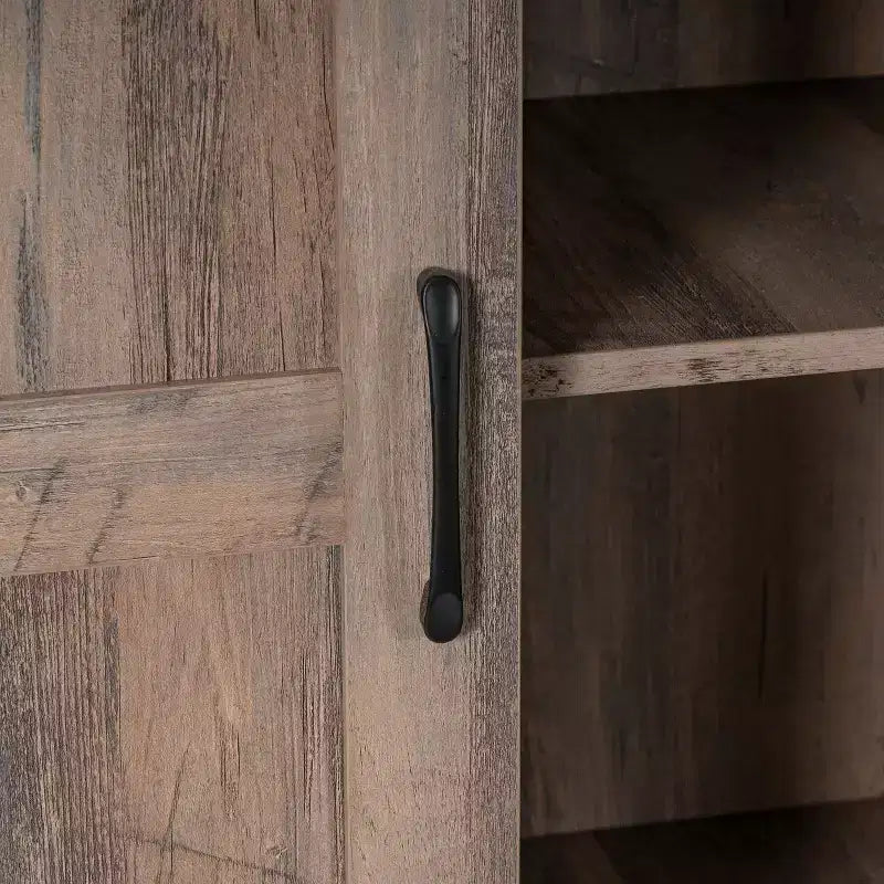 Armario de Almacenamiento Estilo Rústico, Almacenamiento Semiabierto con Puerta Corredera de Granero