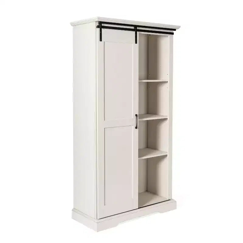 Merrick Lane Farmhouse Storage Cabinet, Semi-Open Storage with Sliding Barn Door