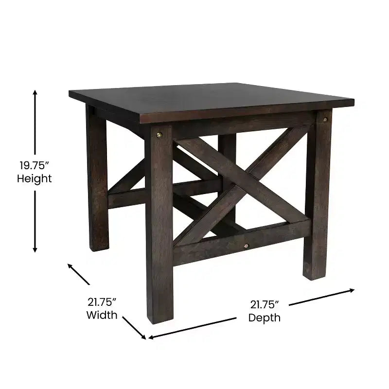 Mesa auxiliar rústica, mesa decorativa de madera maciza estilo casa de campo
