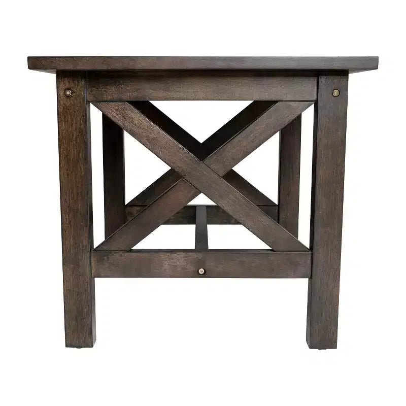 Mesa auxiliar rústica, mesa decorativa de madera maciza estilo casa de campo