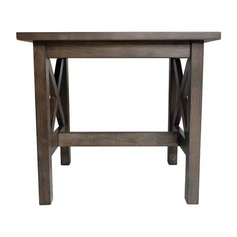Mesa auxiliar rústica, mesa decorativa de madera maciza estilo casa de campo