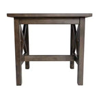 Mesa auxiliar rústica, mesa decorativa de madera maciza estilo casa de campo