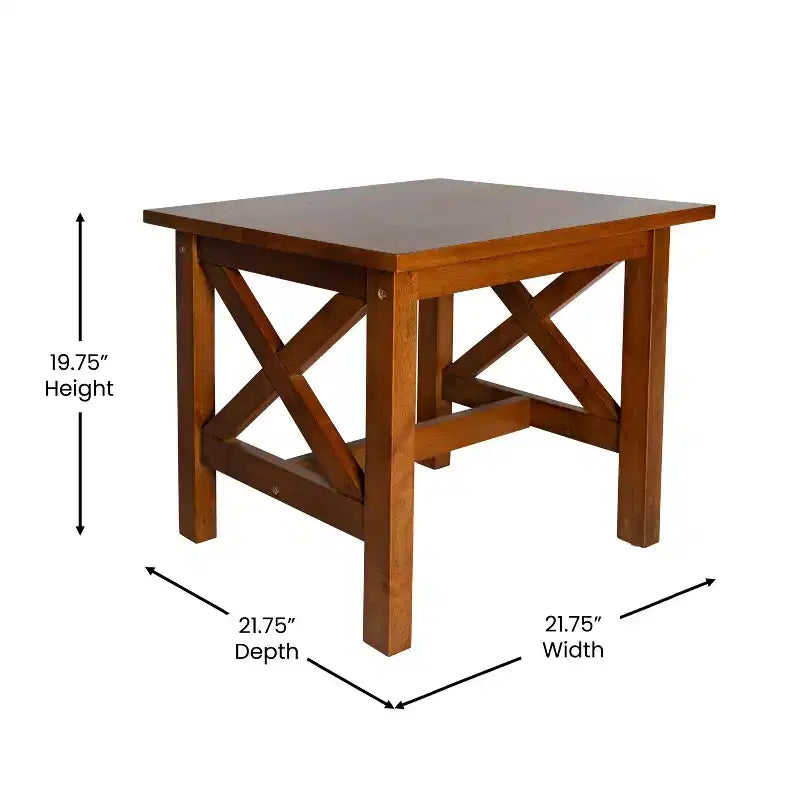 Mesa auxiliar rústica, mesa decorativa de madera maciza estilo casa de campo