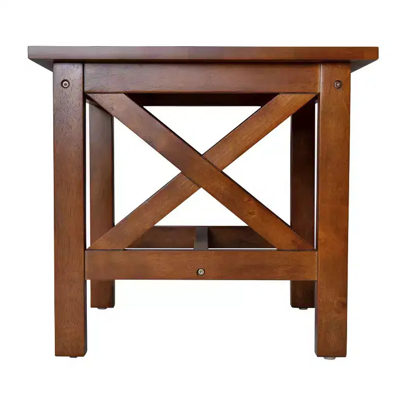 Mesa auxiliar rústica, mesa decorativa de madera maciza estilo casa de campo
