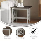 Mesa auxiliar rústica, mesa decorativa de madera maciza estilo casa de campo